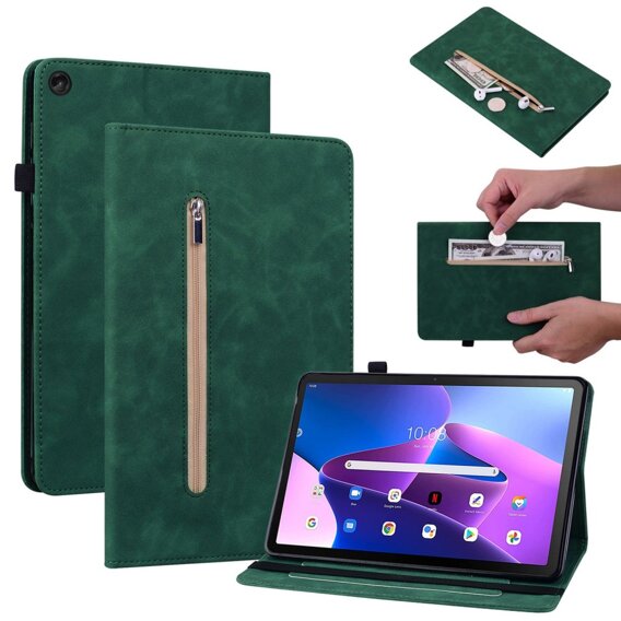 θήκη για το Lenovo Tab M10 10.1 Gen 3, Wallet Pen Slot, πράσινη