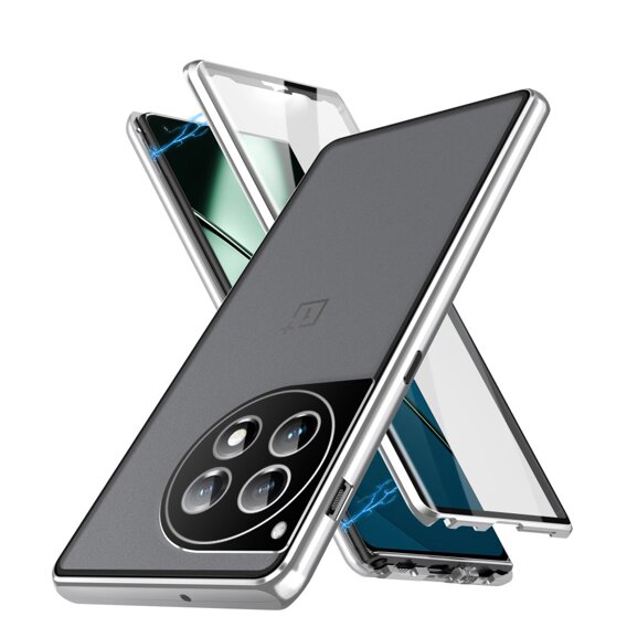 θήκη για το OnePlus 12 5G, Magnetic Dual Glass, ασημένια