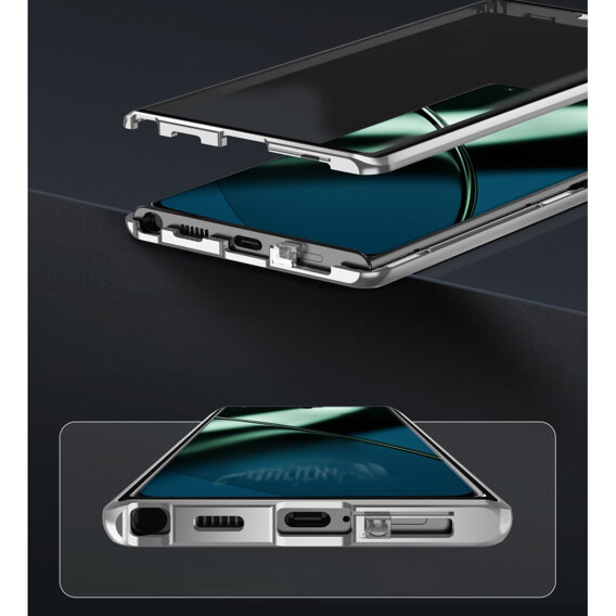 θήκη για το OnePlus 12 5G, Magnetic Dual Glass, ασημένια