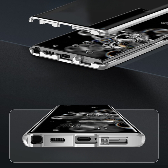 θήκη για το Samsung Galaxy S23, Magnetic Dual Glass, ασημένια