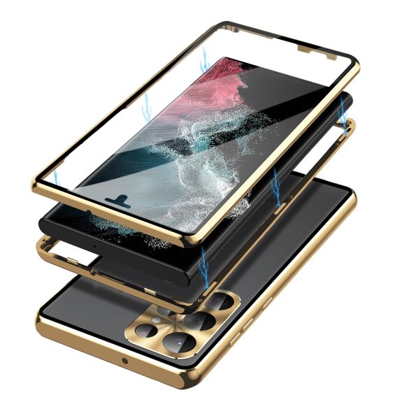 θήκη για το Samsung Galaxy S23 Ultra, Magnetic Dual Glass, χρυσή