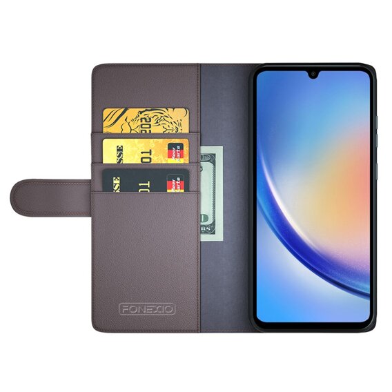 θήκη με πτερύγιο για Samsung Galaxy A35 5G, Split Leather, καφέ