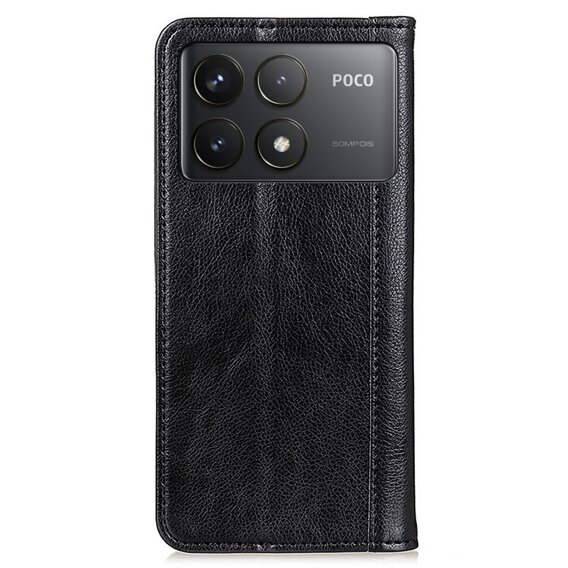 θήκη με πτερύγιο για Xiaomi Poco F6 Pro, Split Leather, μαύρη