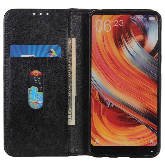 θήκη με πτερύγιο για Xiaomi Poco F6 Pro, Split Leather, μαύρη