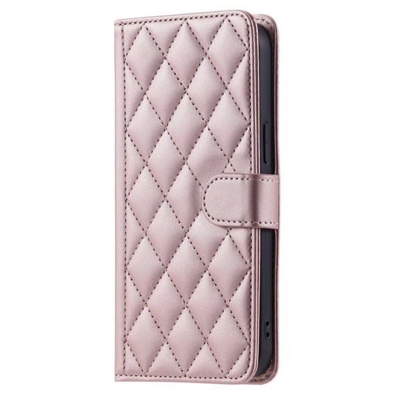 θήκη πτερύγιο για Samsung Galaxy A55 5G, Rhombus Crossbody Leather, ροζ rose gold