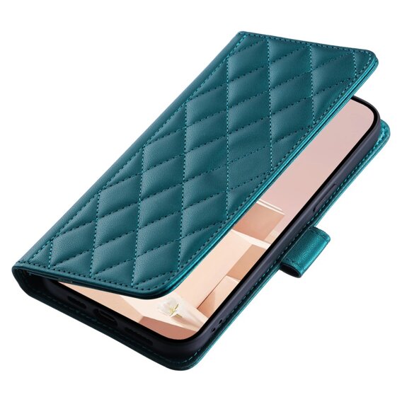 θήκη πτερύγιο για Samsung Galaxy A55 5G, Rhombus Crossbody Leather, σκούρα πράσινη