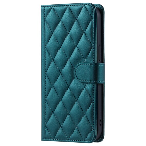 θήκη πτερύγιο για Samsung Galaxy A55 5G, Rhombus Crossbody Leather, σκούρα πράσινη