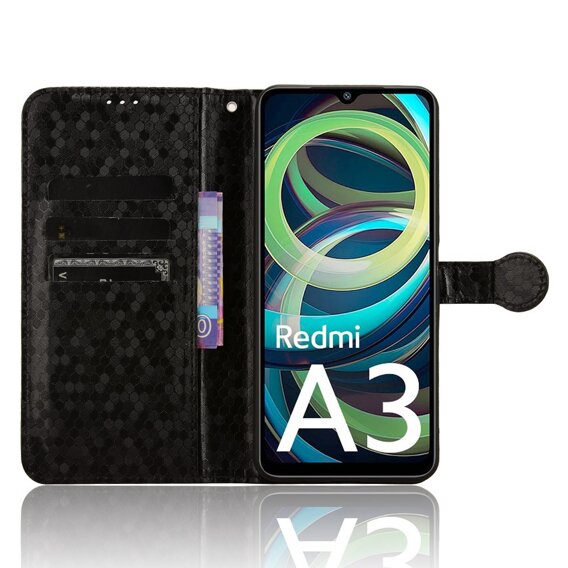 θήκη πτερύγιο για Xiaomi Redmi A3, Wallet Rhombus, μαύρη