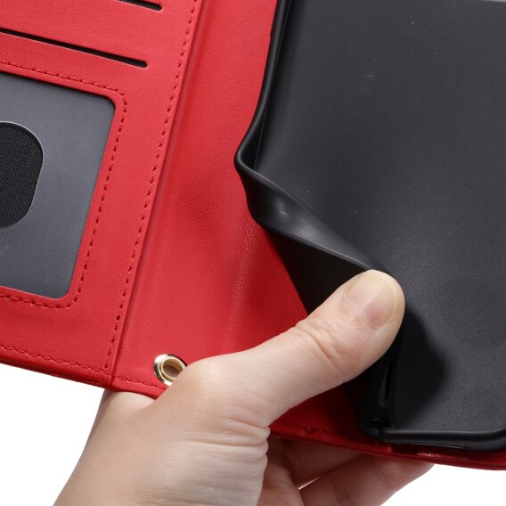 θήκη πτερύγιο για Xiaomi Redmi Note 13 Pro 4G, Rhombus Crossbody Leather, κόκκινη