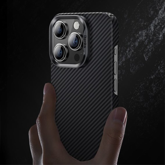 θήκη BENKS Kevlar για iPhone 15 Pro, Carbon Fiber, μαύρη