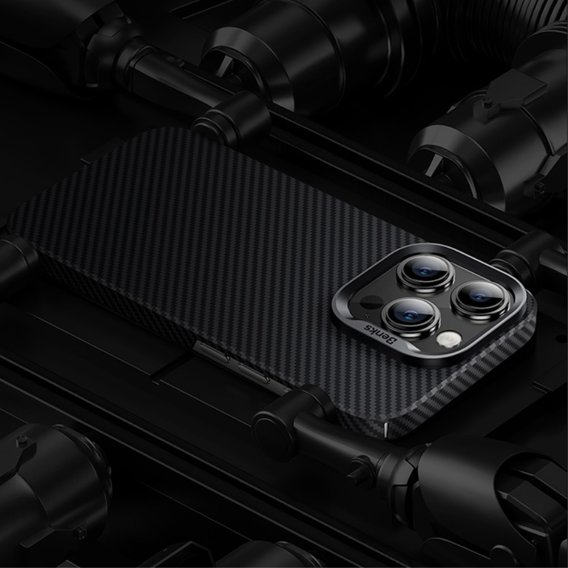 θήκη BENKS Kevlar για iPhone 15 Pro, Carbon Fiber, μαύρη