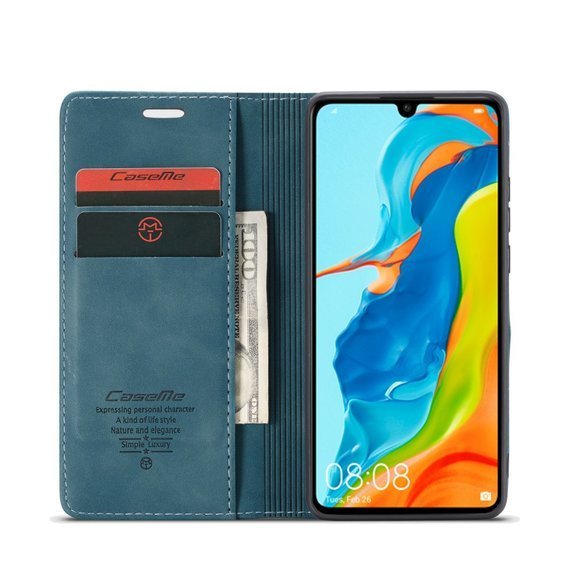 θήκη CASEME για Huawei P30 Lite, Leather Wallet Case, μπλε