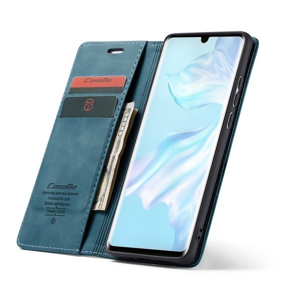 θήκη CASEME για Huawei P30 Pro, Leather Wallet Case, μπλε