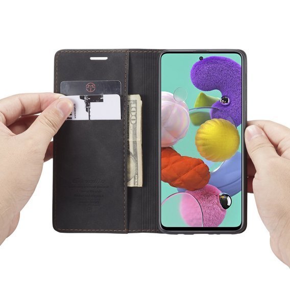 θήκη CASEME για Samsung Galaxy A51, Leather Wallet Case, μαύρη