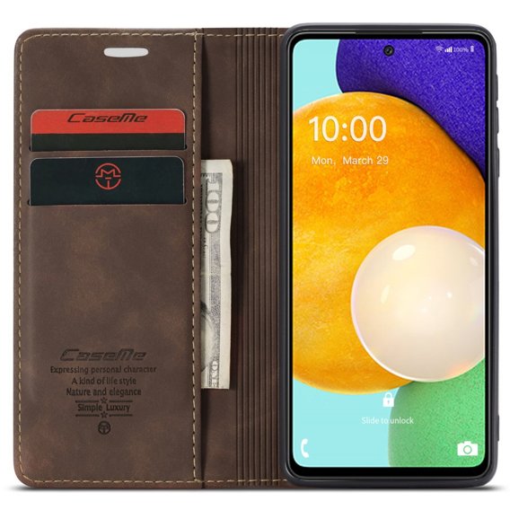 θήκη CASEME για Samsung Galaxy A53 5G, Leather Wallet Case, καφές