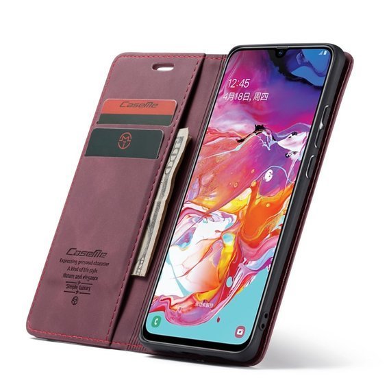 θήκη CASEME για Samsung Galaxy A70, Leather Wallet Case, μπορντό