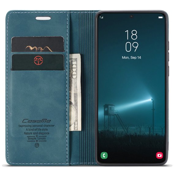 θήκη CASEME για Samsung Galaxy S22+ Plus 5G, Leather Wallet Case, πράσινη