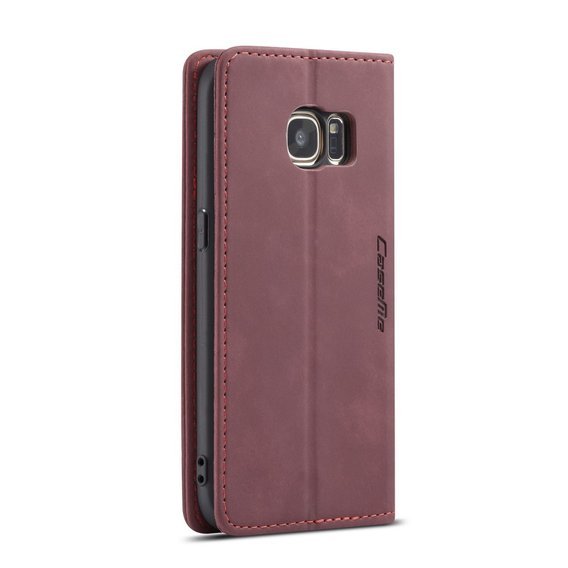 θήκη CASEME για Samsung Galaxy S7, Leather Wallet Case, μπορντό