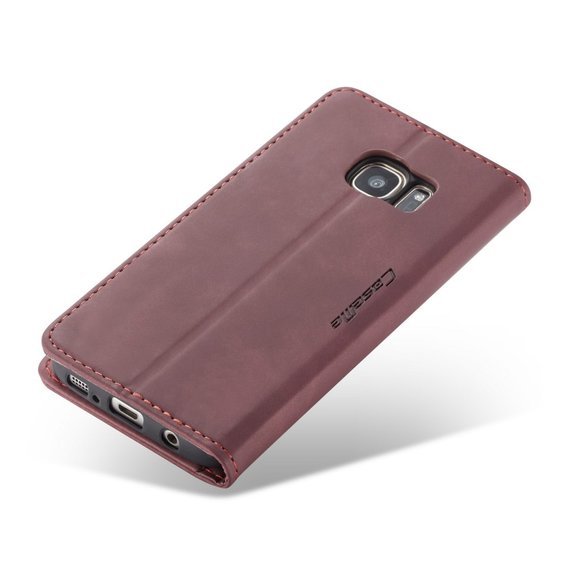 θήκη CASEME για Samsung Galaxy S7, Leather Wallet Case, μπορντό