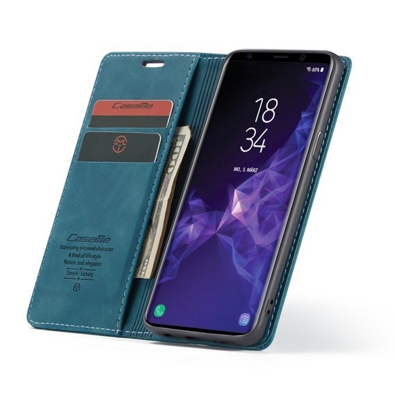 θήκη CASEME για Samsung Galaxy S9, Leather Wallet Case, μπλε