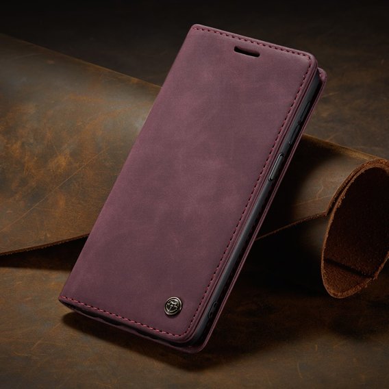 θήκη CASEME για Xiaomi Redmi Note 10 / 10S, Leather Wallet Case, μπορντό