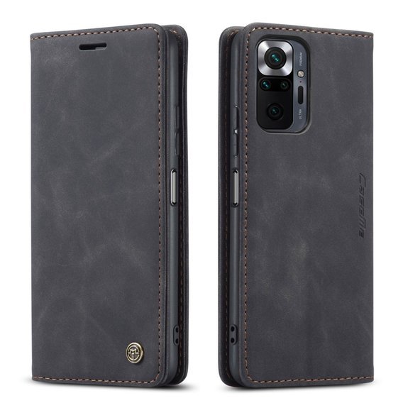 θήκη CASEME για Xiaomi Redmi Note 10 Pro, Leather Wallet Case, μαύρη