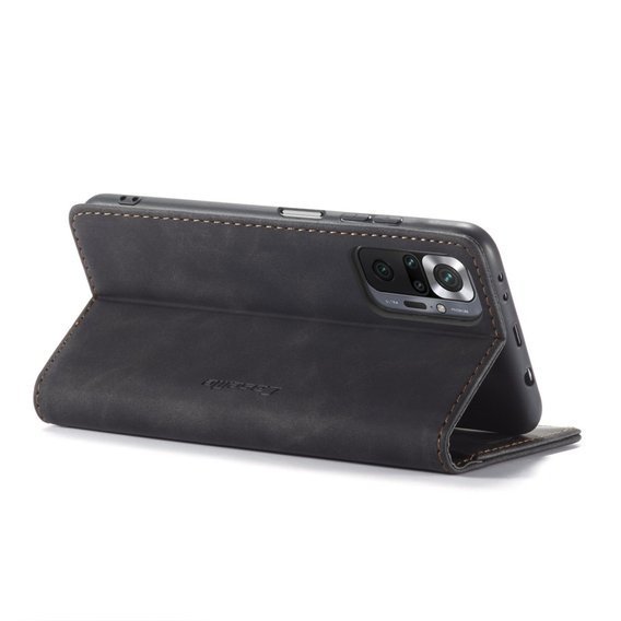 θήκη CASEME για Xiaomi Redmi Note 10 Pro, Leather Wallet Case, μαύρη