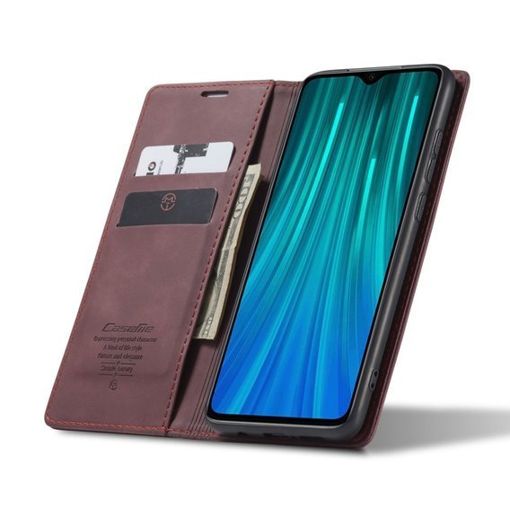 θήκη CASEME για Xiaomi Redmi Note 8 Pro, Leather Wallet Case, κόκκινη