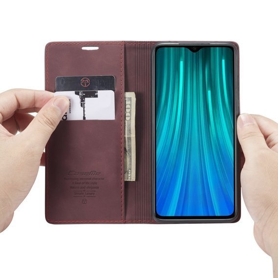 θήκη CASEME για Xiaomi Redmi Note 8 Pro, Leather Wallet Case, κόκκινη