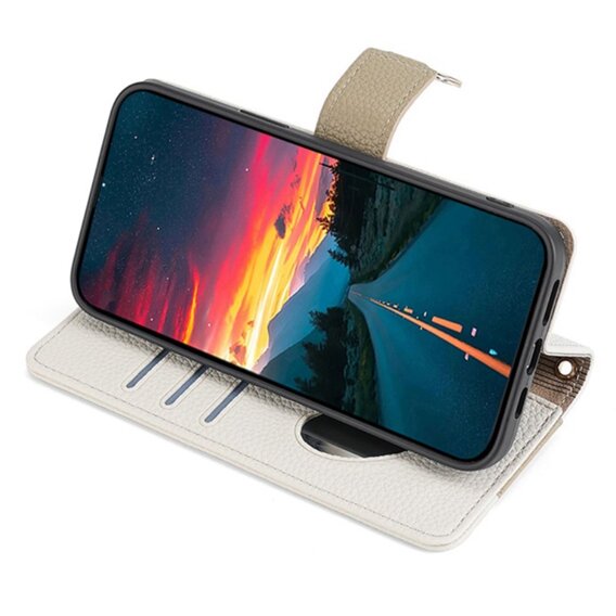 θήκη Wallet Zipper Pocket flip για το Motorola Edge 40 Neo 5G, Wallet Zipper Pocket, με καθρέφτη, λευκή