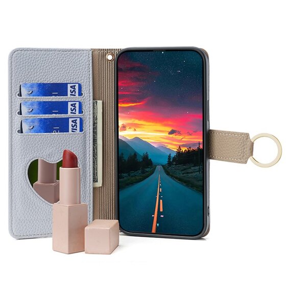 θήκη Wallet Zipper Pocket flip για το Samsung Galaxy A05s, Wallet Zipper Pocket, με καθρέφτη, μπλε