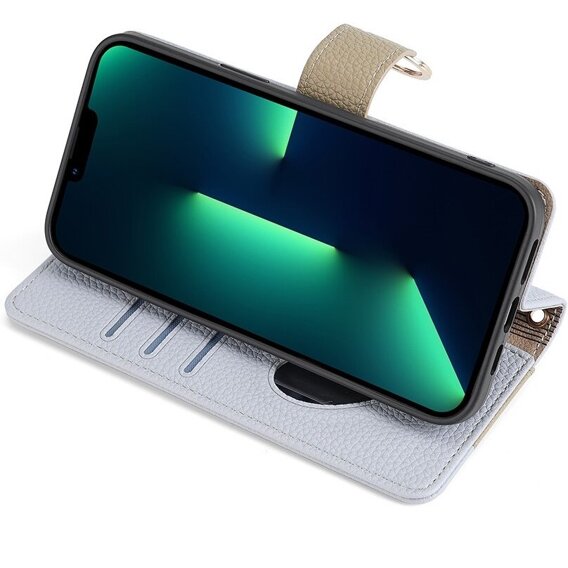 θήκη Wallet Zipper Pocket flip για το iPhone 15 Pro Max, Wallet Zipper Pocket, με καθρέφτη, μπλε