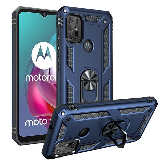 θωρακισμένη θήκη για Motorola Moto G10/G30, Nox Case Ring, μπλε