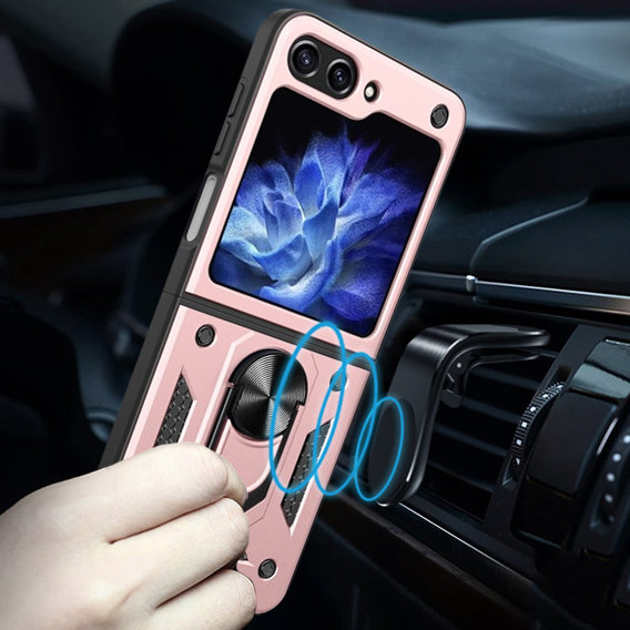 θωρακισμένη θήκη για Samsung Galaxy Z Flip5 5G, Nox Case Ring, ροζ rose gold