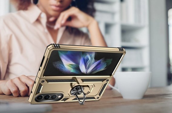 θωρακισμένη θήκη για Samsung Galaxy Z Fold 4 5G, Nox Case Ring, χρυσή