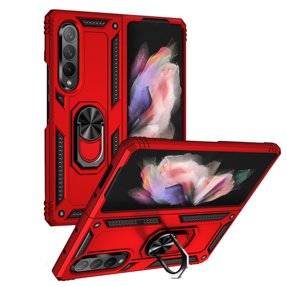 θωρακισμένη θήκη για Samsung Galaxy Z Fold3 5G, Nox Case Ring, κόκκινη