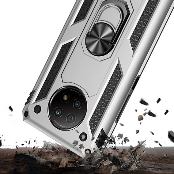 θωρακισμένη θήκη για Xiaomi Redmi Note 9T 5G, Nox Case Ring, ασημένια