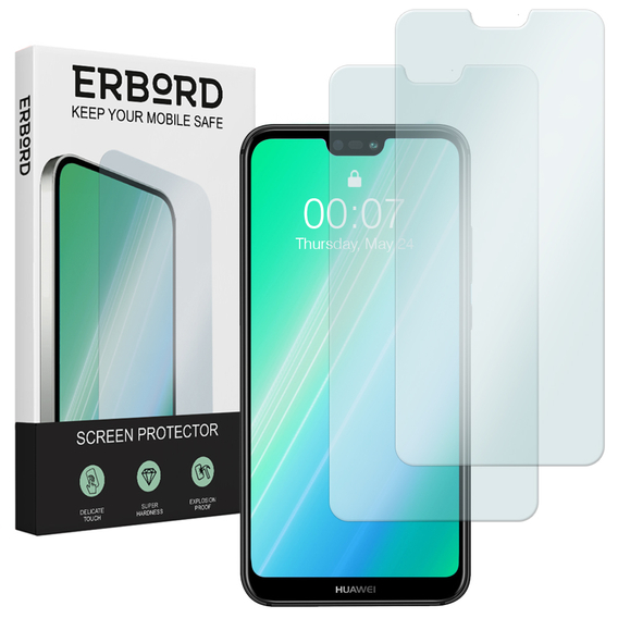 2x Μετριασμένο γυαλί για Huawei P20 Lite, ERBORD 9H Hard Glass στην οθόνη