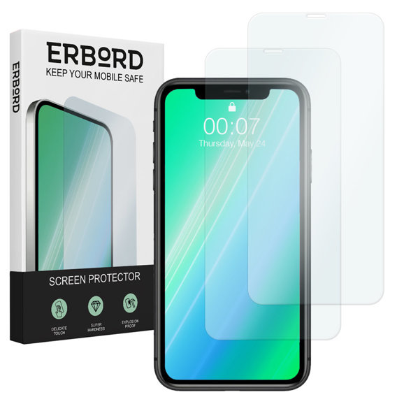 2x Μετριασμένο γυαλί για iPhone 11 Pro, ERBORD 9H Hard Glass στην οθόνη