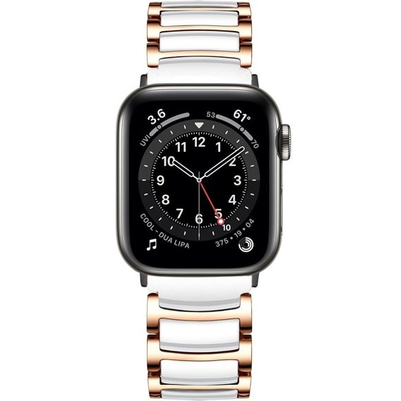 Bransoleta do Apple Watch 1/2/3/4/5/6/7/8/SE 38/40/41MM, Biała / Różowe złoto