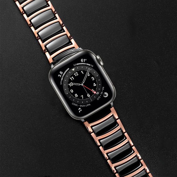 Bransoleta do Apple Watch 1/2/3/4/5/6/7/8/SE 38/40/41MM, Czarna / Różowe złoto