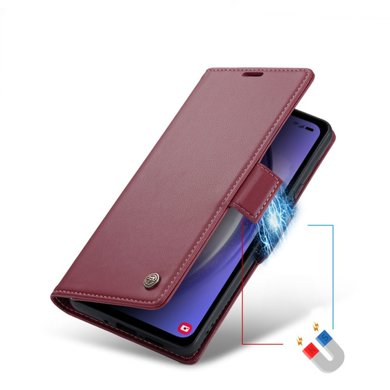 CASEME flip case για Samsung Galaxy A54 5G, Litchi Wallet, κόκκινη