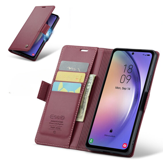 CASEME flip case για Samsung Galaxy A54 5G, Litchi Wallet, κόκκινη