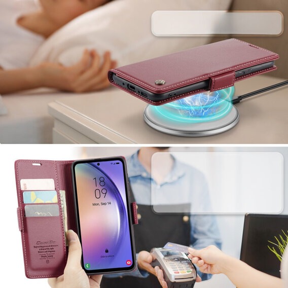 CASEME flip case για Samsung Galaxy A54 5G, Litchi Wallet, κόκκινη