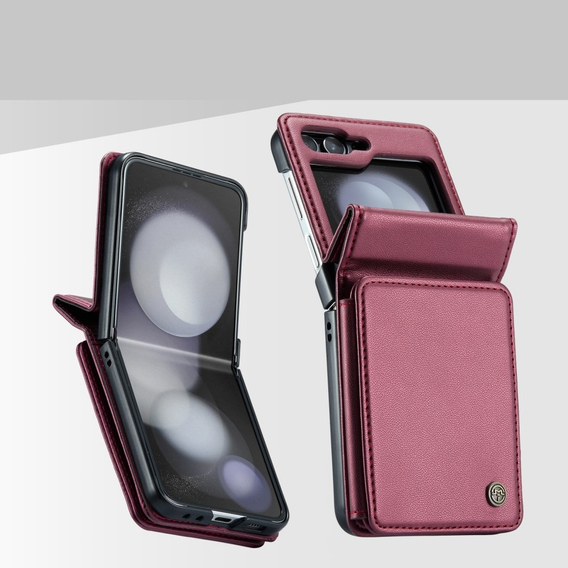 CASEME flip case για Samsung Galaxy Z Flip5 5G, Litchi Wallet, κόκκινη