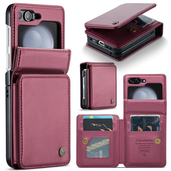 CASEME flip case για Samsung Galaxy Z Flip5 5G, Litchi Wallet, κόκκινη