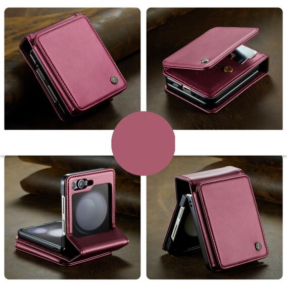 CASEME flip case για Samsung Galaxy Z Flip5 5G, Litchi Wallet, κόκκινη