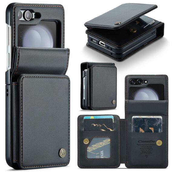 CASEME flip case για Samsung Galaxy Z Flip5 5G, Litchi Wallet, μαύρη