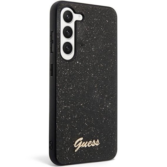 GUESS Θήκη για Galaxy S23, Glitter Script Hardcase, μαύρη