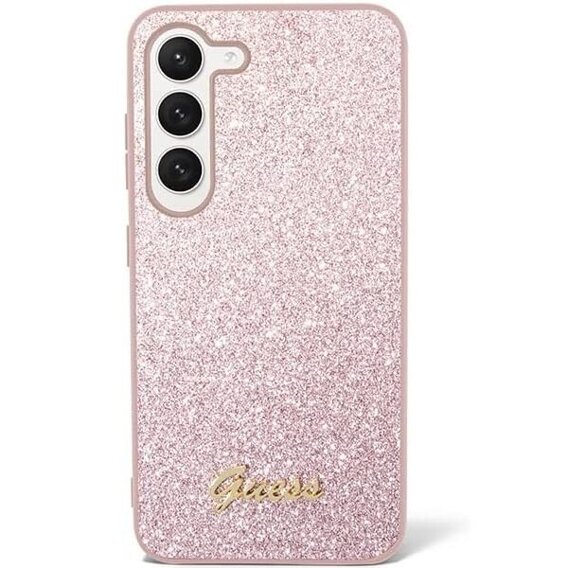 GUESS Θήκη για Samsung Galaxy S24+ Plus, Glitter Script Hardcase, ροζ